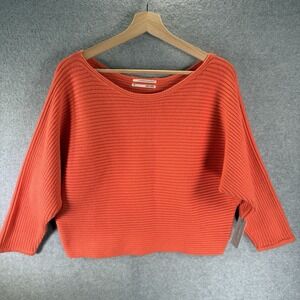 Anthropologie Sweater Medium Petite‎ Orange Batwing Sleeve Heavy Long Sleeve NWT
